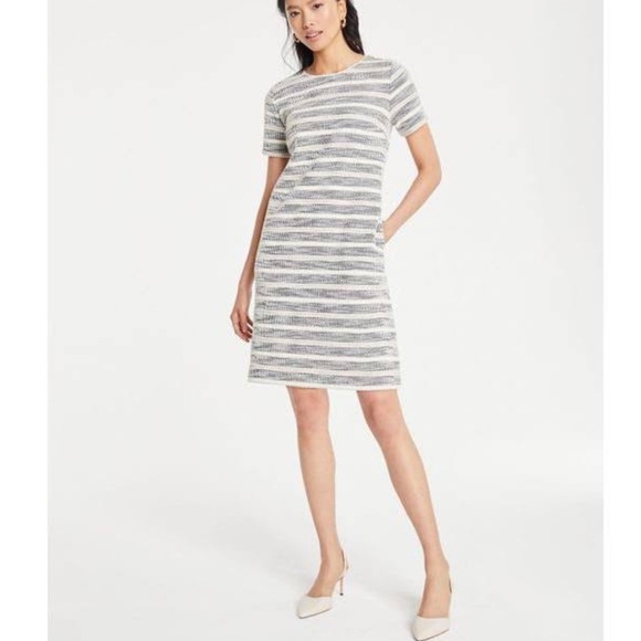 Ann Taylor Dresses & Skirts - Ann Taylor Boucle Striped Shift Dress Size Medium Petite